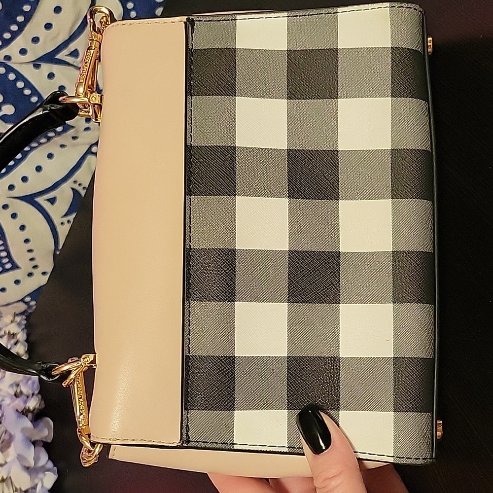 Michael Kors Black Cream Checkered Crossbody Satchel - Picture 3 of 8